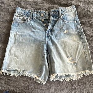 Light Wash Distressed Denim Shorts for Women